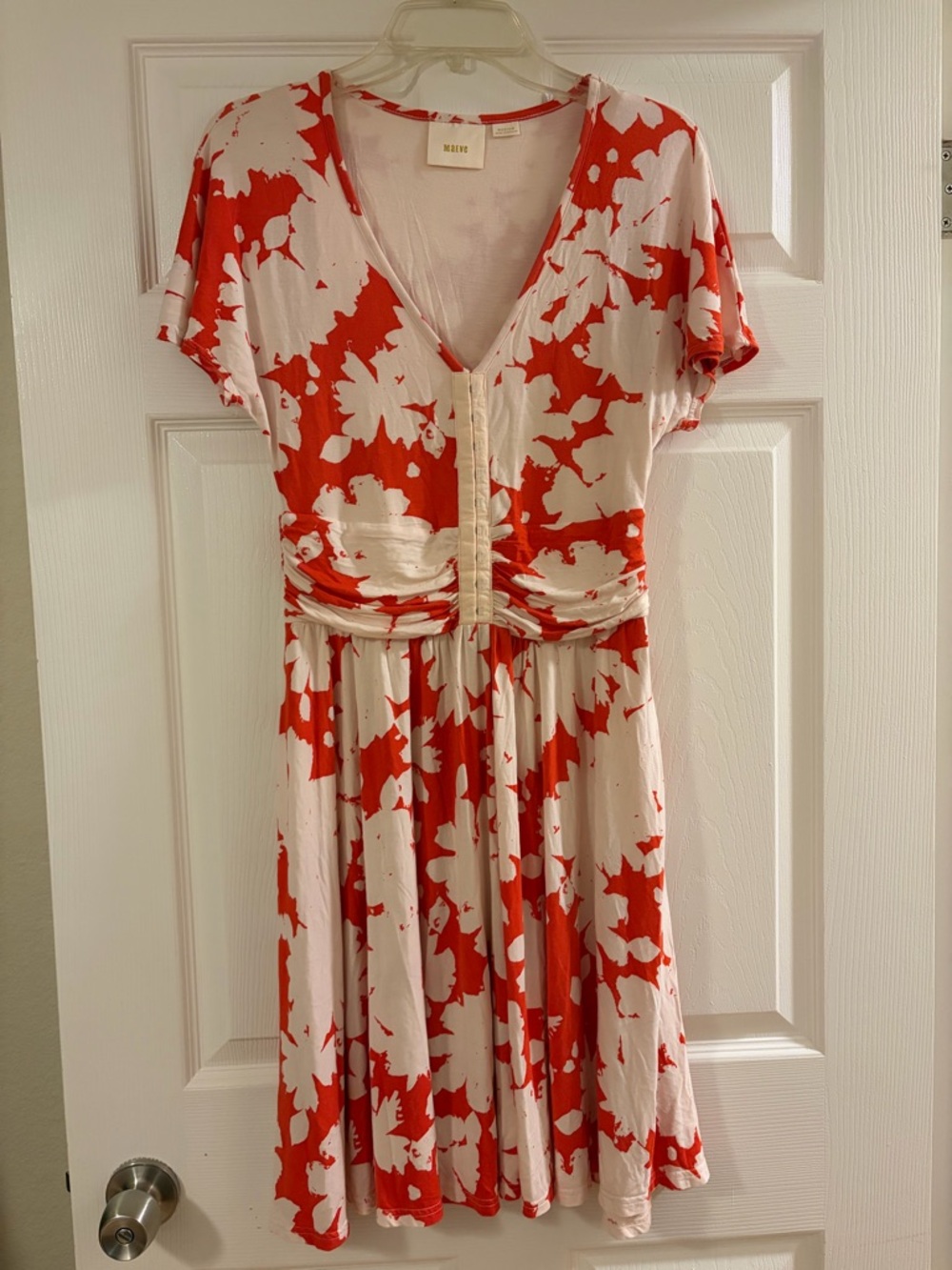 Maeve Ruched Waist V-Neck Dress